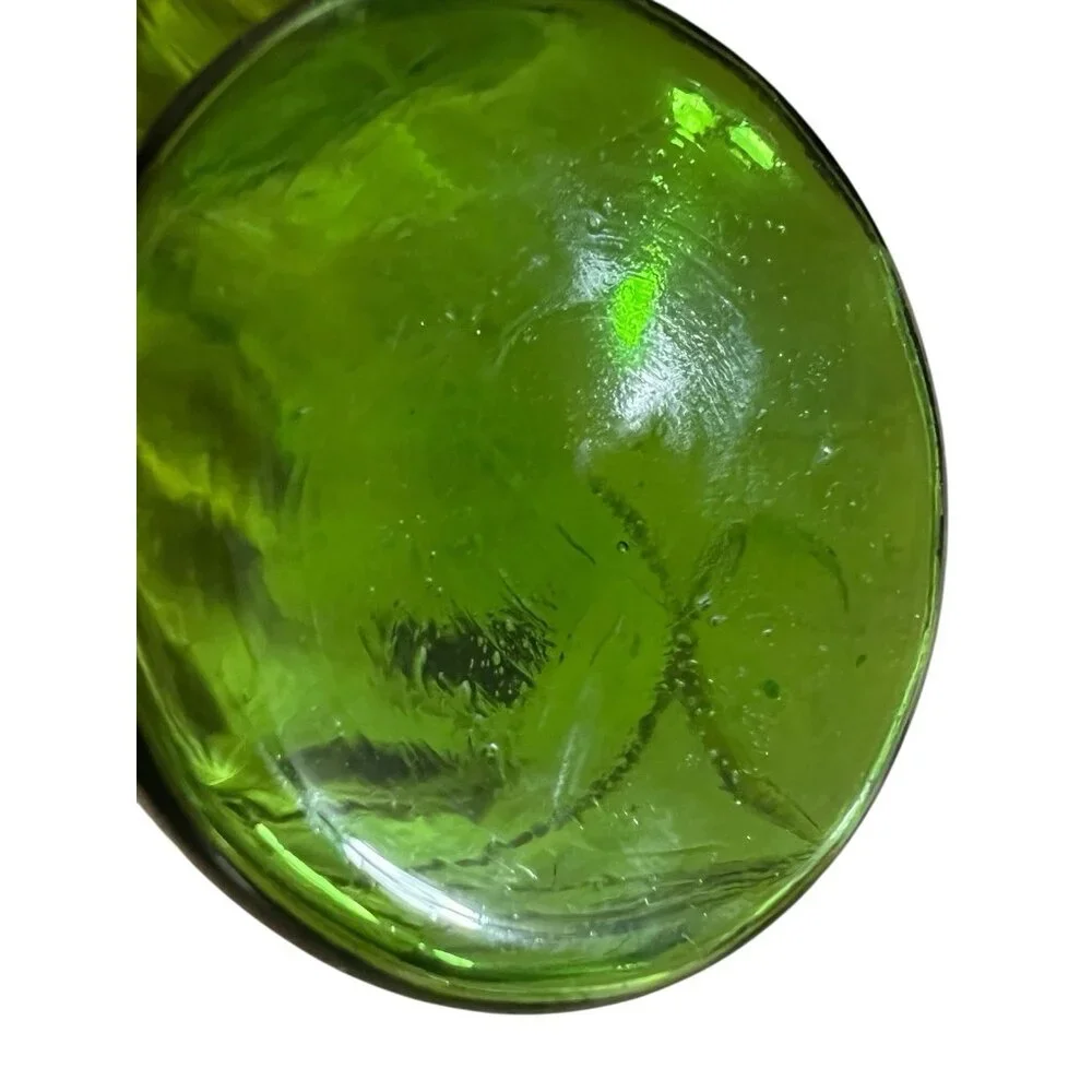 Emerald Green, Vintage‎ Handblown/Painted Glass Tumblers, 4 1/4” Tall Set Of 2